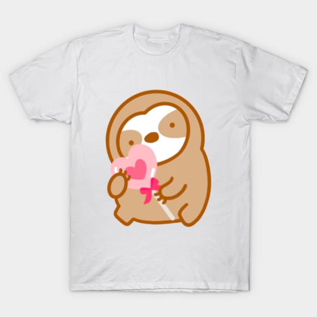 Cute Valentine Heart Lollipop Sloth T-Shirt by theslothinme